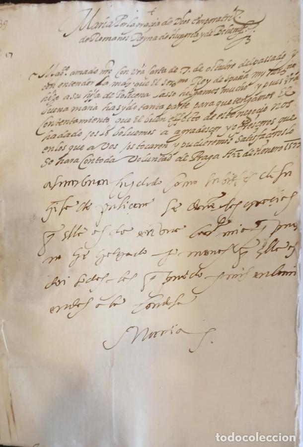 Livros em segunda m&atilde;o: (Manuscrito) Carta de la emperatriz D&ntilde;a. Mar&iacute;a, hija de Carlos V, la mayor parte de su mano y firma