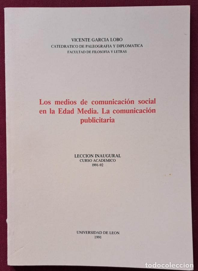 Libros: Los medios de comunicaci&oacute;n social en la Edad Media. la comunicaci&oacute;n publicitaria . Leccion inagural