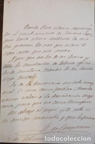Livres: (Manuscrito) Carta que dirige D. Ram&oacute;n de Campoamor a D. Francisco de Paula Canalejas con comentario