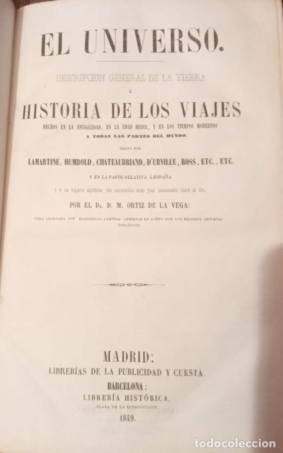 Libri di seconda mano: El Universo. Descripci&oacute;n general de la Tierra e Historia de los viajes hechos en la Antig&uuml;edad, en l