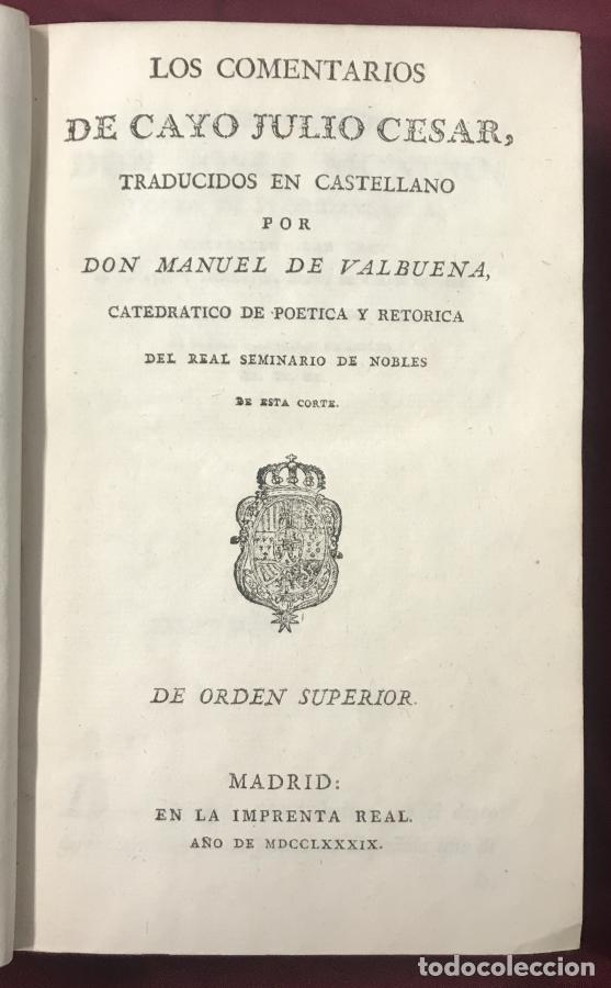 Libros: Los Comentarios de Cayo Julio C&eacute;sar traducidos por Manuel de Valbuena. Tomo I y II - de Valbuena, M