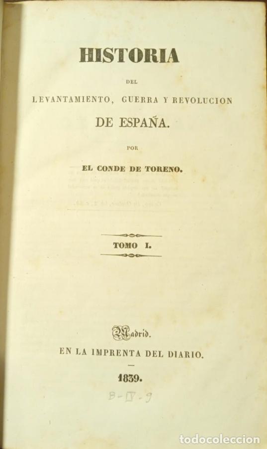 Libri di seconda mano: HISTORIA DEL LEVANTAMIENTO, GUERRA Y REVOLUCI&Oacute;N DE ESPA&Ntilde;A (3 Tomos ) - Conde de Toreno