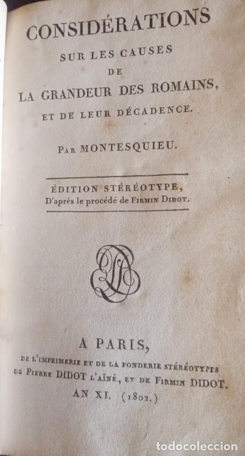 Livros em segunda m&atilde;o: Consid&eacute;rations sur les causes de la grandeur des romains et de leur d&eacute;cadence - Montesquieu