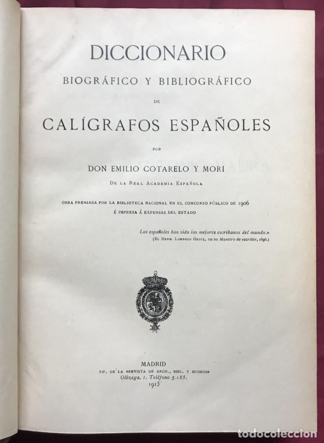 Libri di seconda mano: Diccionario Biogr&aacute;fico y Bibliogr&aacute;fico de Cal&iacute;grafos Espa&ntilde;oles, 2 tomos - Emilio Cotarelo y Mori