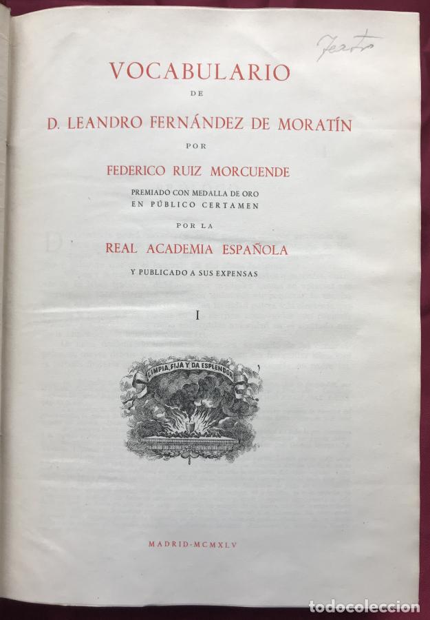 Libri di seconda mano: Vocabulario de Leandro Fernandez Morat&iacute;n. 2 tomos - Francisco Ruiz Morcuenda
