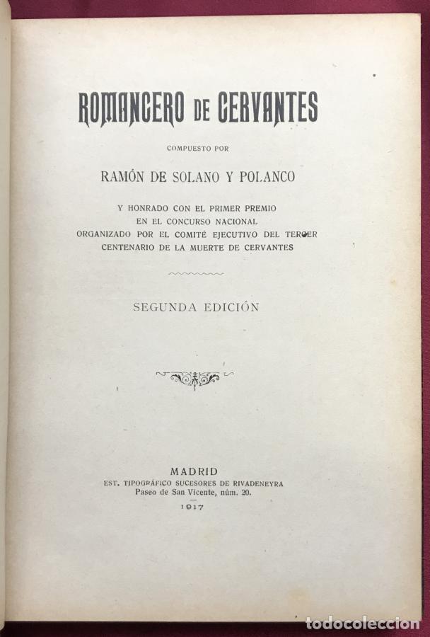 Libros: Romancero de Cervantes compuesto por - Solano y Polanco, Ram&oacute;n