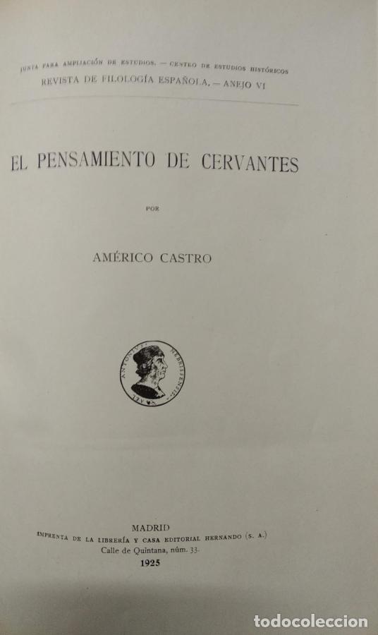 Libri di seconda mano: El pensamiento de Cervantes - Castro, Am&eacute;rico