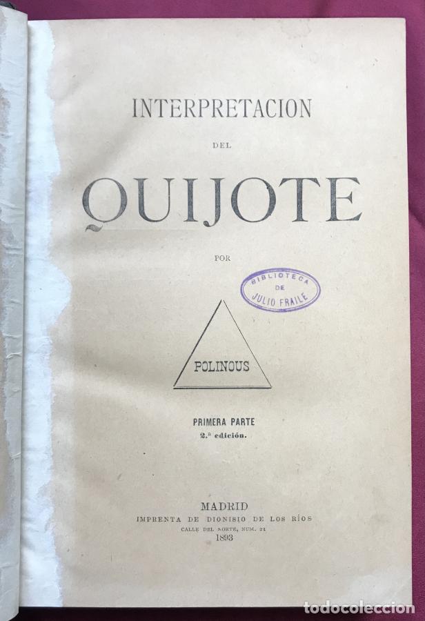 Libros: Interpretaci&oacute;n del Quijote - Polinous (Benigno de Pallol.)
