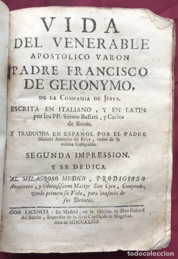 books: Vida del Venerable Apost&oacute;lico Var&oacute;n P. Francisco de Ger&oacute;nymo de la Compa&ntilde;&iacute;a de Jes&uacute;s, traducci&oacute;n del
