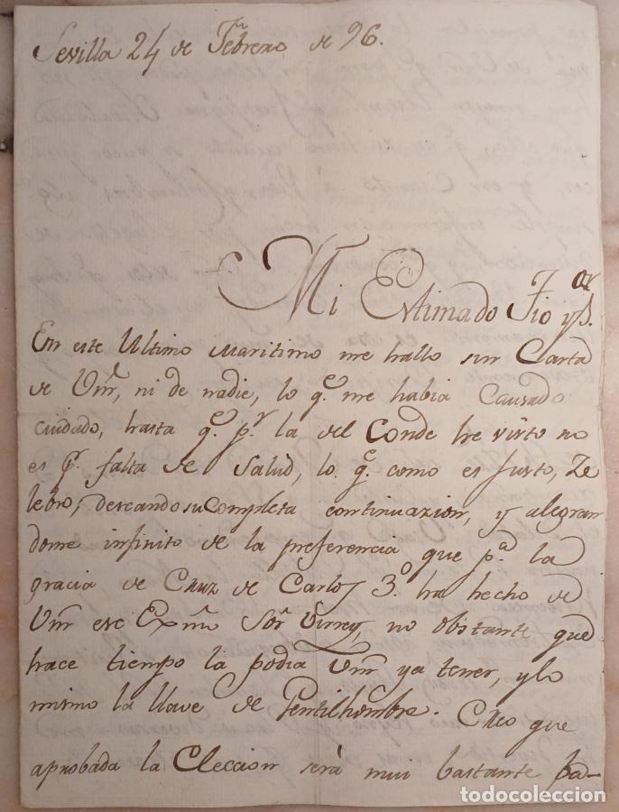 B&uuml;cher: (Manuscrito) Carta &rdquo;sobre un pillo mexicano protegido por la Infanta Carlota&rdquo; que escribe desde Sevi