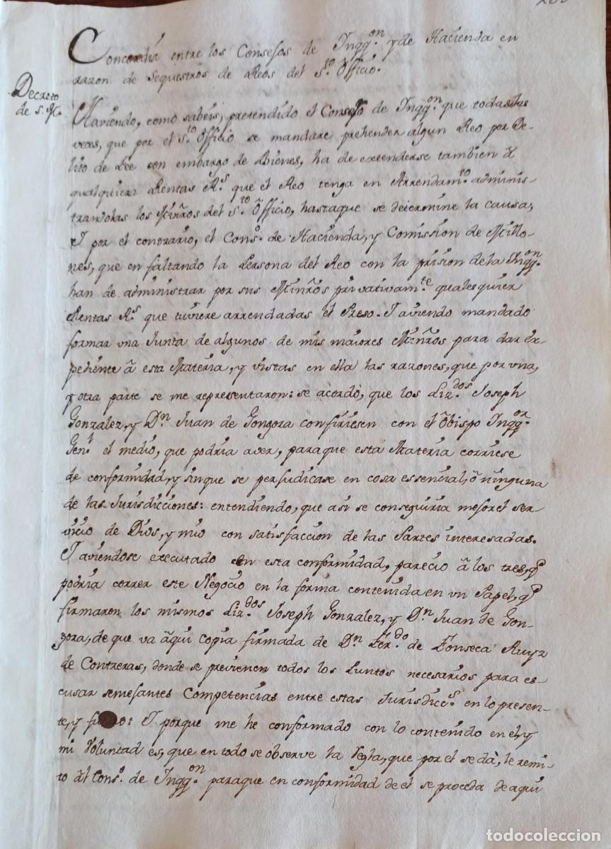 Libros: (Manuscrito) Concordia entre los consejos de la Inquisici&oacute;n y de Hacienda sobre el secuestro de reos