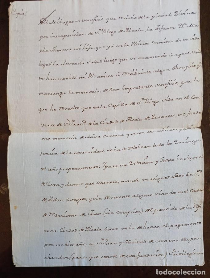 Libri di seconda mano: (Manuscrito ) Mejor&iacute;a de la salud de la infanta Mar&iacute;a Teresa por intercesi&oacute;n de San Diego de Alcal&aacute;