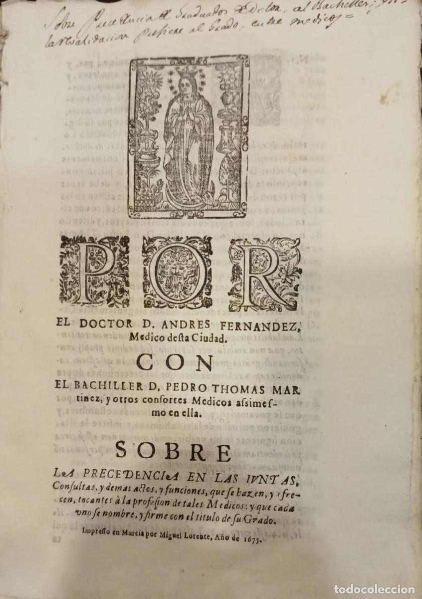 B&uuml;cher: El doctor Andr&eacute;s Fern&aacute;ndez, m&eacute;dico en Murcia CON el bachiller Pedro Thomas Martinez y otros consorte