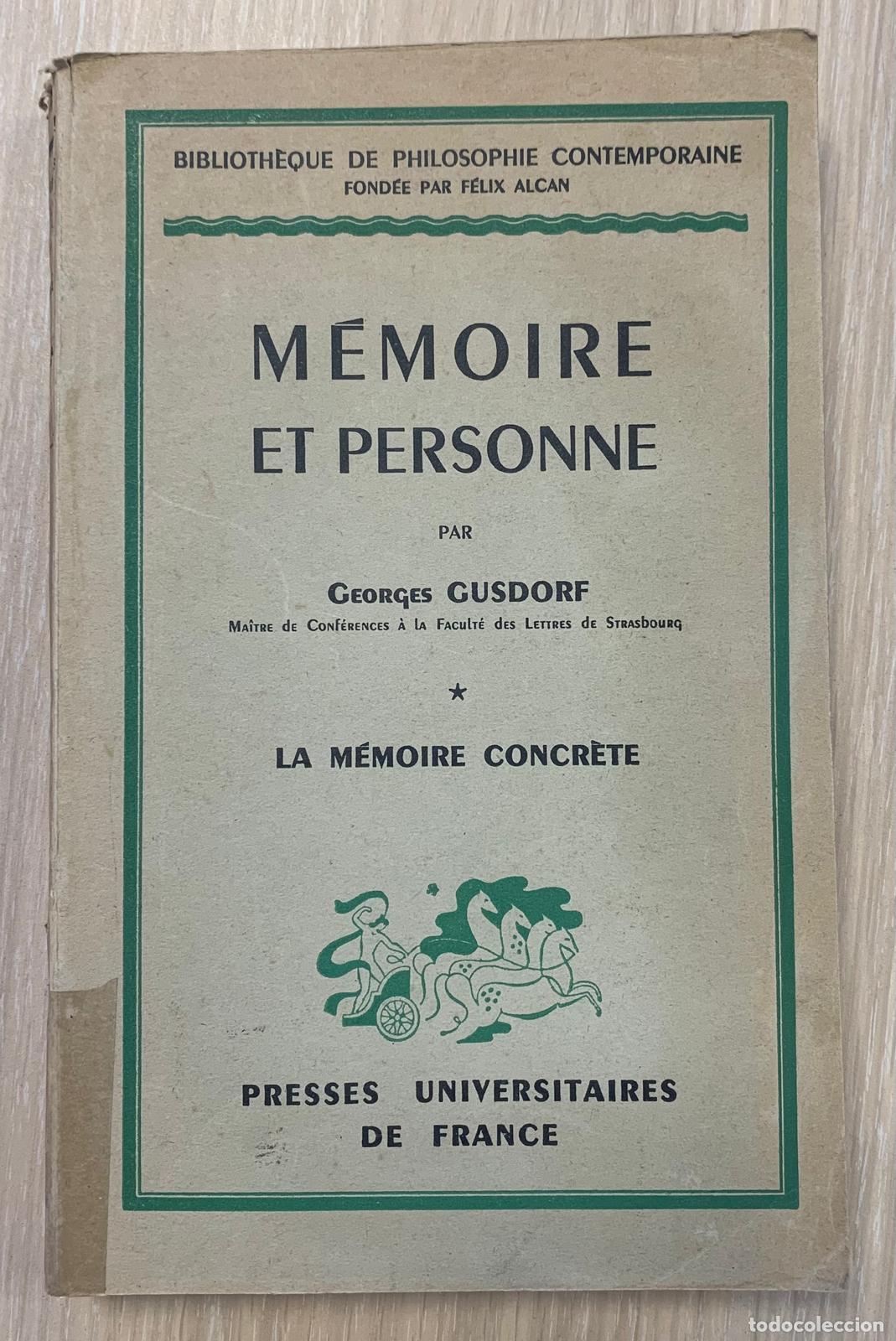 Libri di seconda mano: M&Eacute;MOIRE ET PERSONNE - Georges Gusdorf