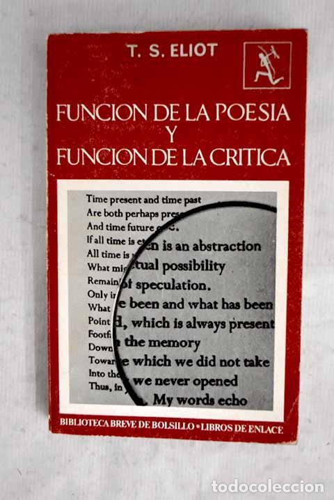 Libros: Funcion de la poesia y funcion de la critica.- Eliot, T. S.