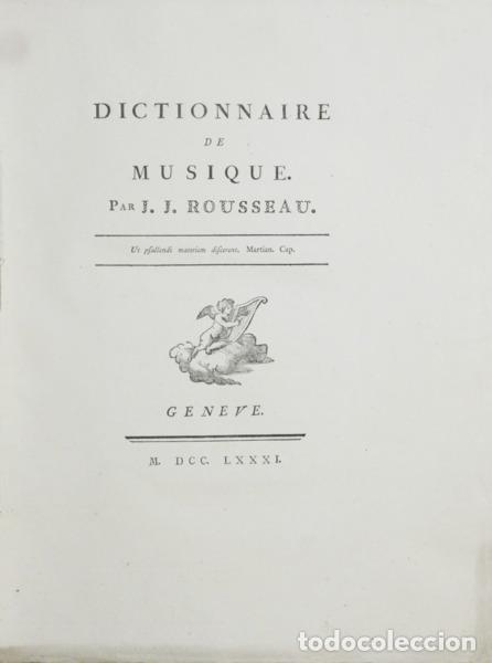 books: ROUSSEAU. (Jean Jacques) - DICTIONAIRE DE MUSIQUE.