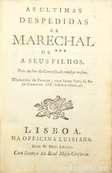 books: CARACCIOLI. (Louis-Antoine, Marqu&eacute;s de) - AS ULTIMAS DESPEDIDAS DA MARECHAL DE *** A SEUS FILHOS.