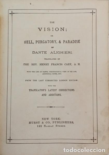 Livres: DANTE ALLIGHIERI e Henry Francis Cary. - THE VISION&#59; OR HELL, PURGATORY, & PARADISE.