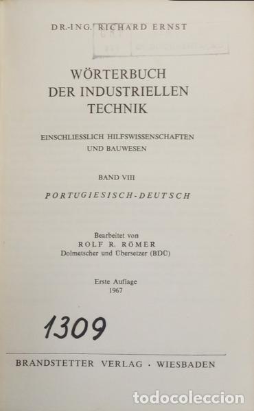 Libros: ERNST. (Richard) - DICION&Aacute;RIO DE T&Eacute;CNICA INDUSTRIAL. WORTERBUCH DER INDUSTRIELLEN TECHNIK. [TOMO VII