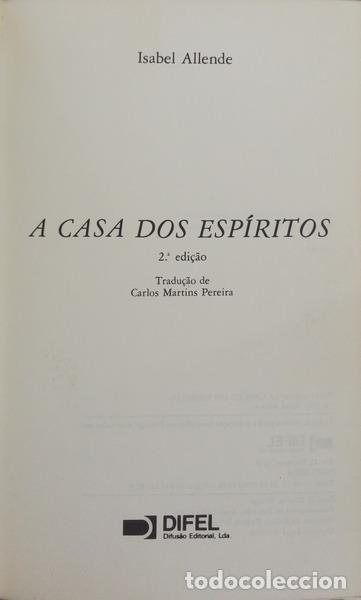 Libros: ALLENDE. (Isabel) - A CASA DOS ESP&Iacute;RITOS. [2.&ordf; EDI&Ccedil;&Atilde;O] - Foto 2