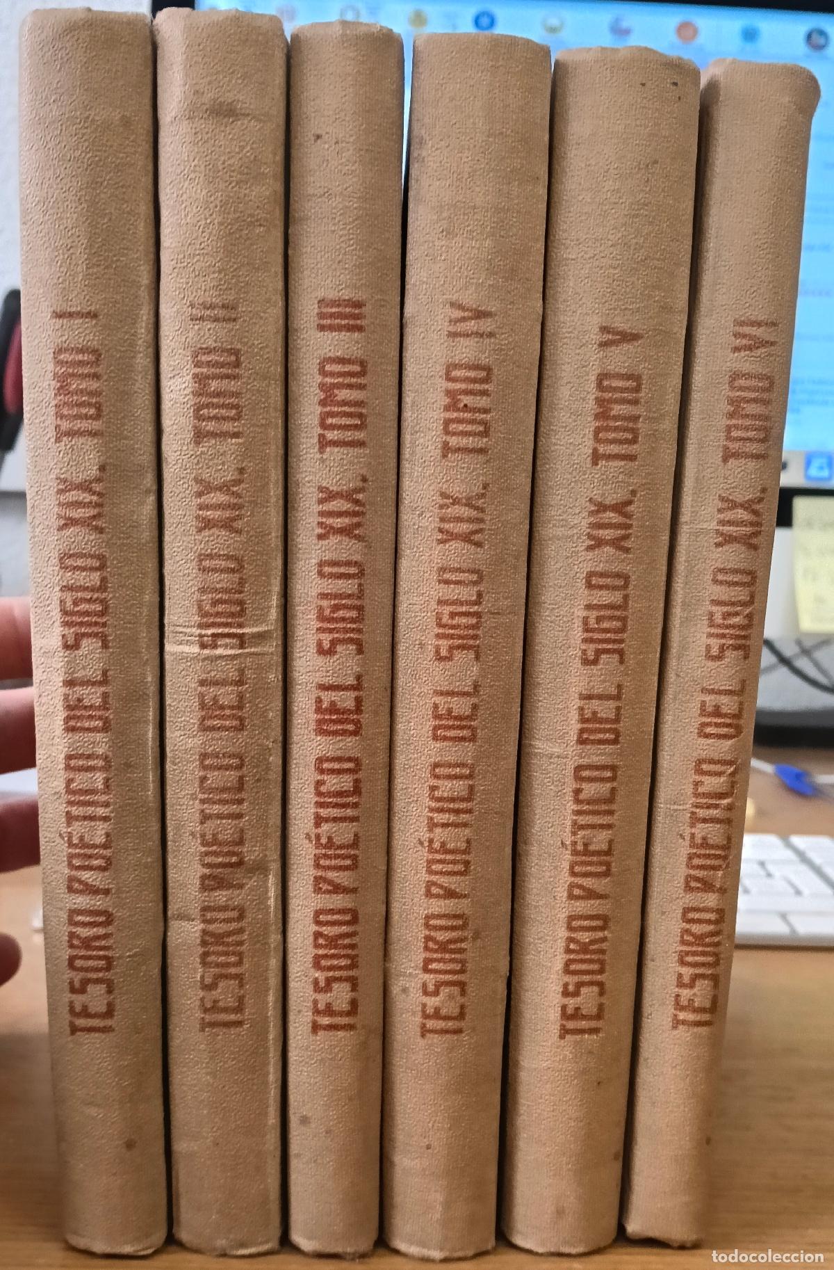 Libros: Tesoro po&eacute;tico del siglo XIX. Colecci&oacute;n de poes&iacute;as l&iacute;ricas y narrativas. Tomos I, II, III, IV, V, y