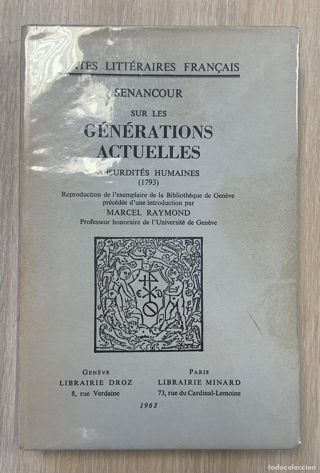 Libros: SUR LES G&Eacute;N&Eacute;RATIONS ACTUELLES - Marcel Raymond - Foto 1