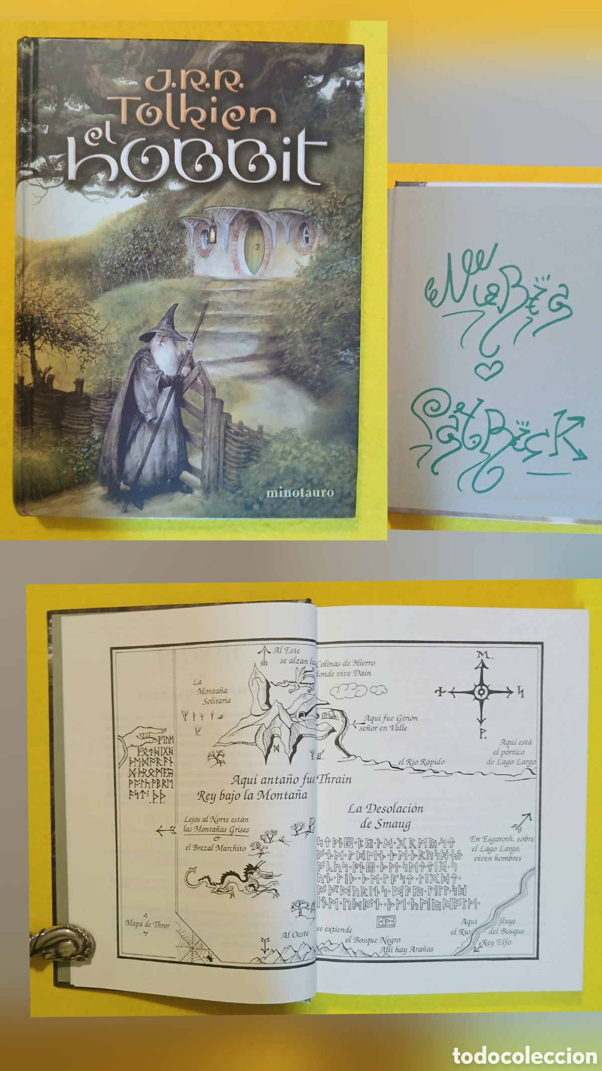 Libros: J.R.R. Tolkien El hobbit minotauro. 2003, con 352 pag. Y 652 gr. Dibujo en guarda y tapa dura.