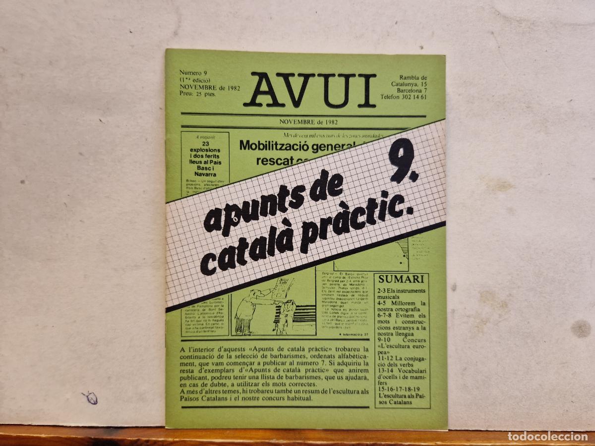 Libros: AVUI. APUNTS DE CATALA PRACTICA 9. NOVIEMBRE 1982