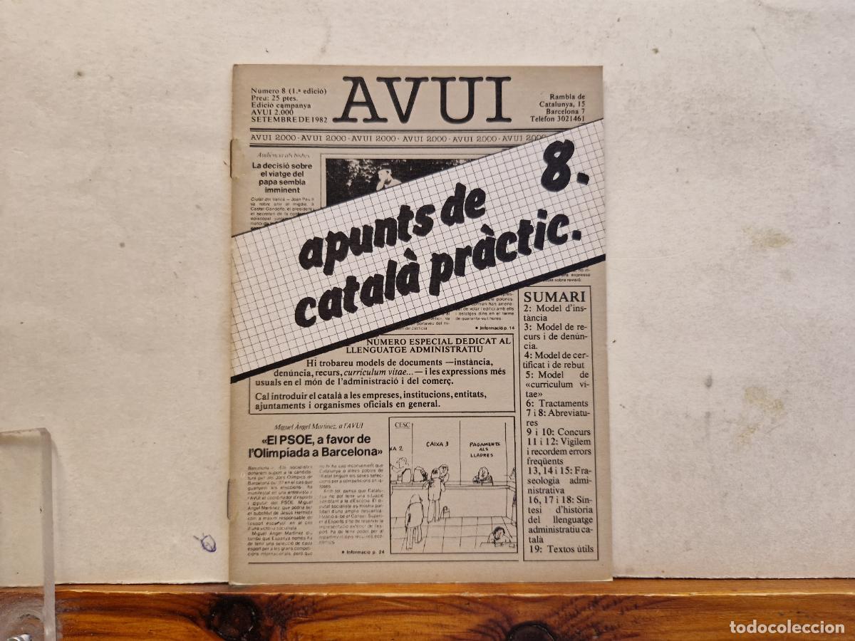 Libros: AVUI. APUNTS DE CATALA PRACTICA 8. SETEMBRE 1982