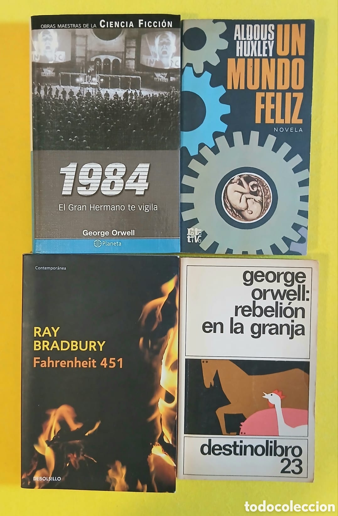 Libros: 1984,un mundo feliz, rebeli&oacute;n en la granja,Fahrenheit 451