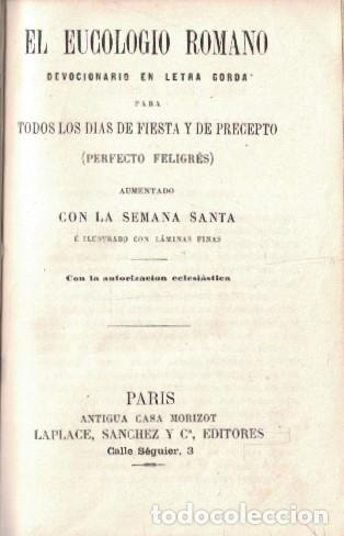 Libros: EL EUCOLOGIO ROMANO. Devocionario en letra gorda para todos los d&iacute;as de fiesta y de precepto (Perfe
