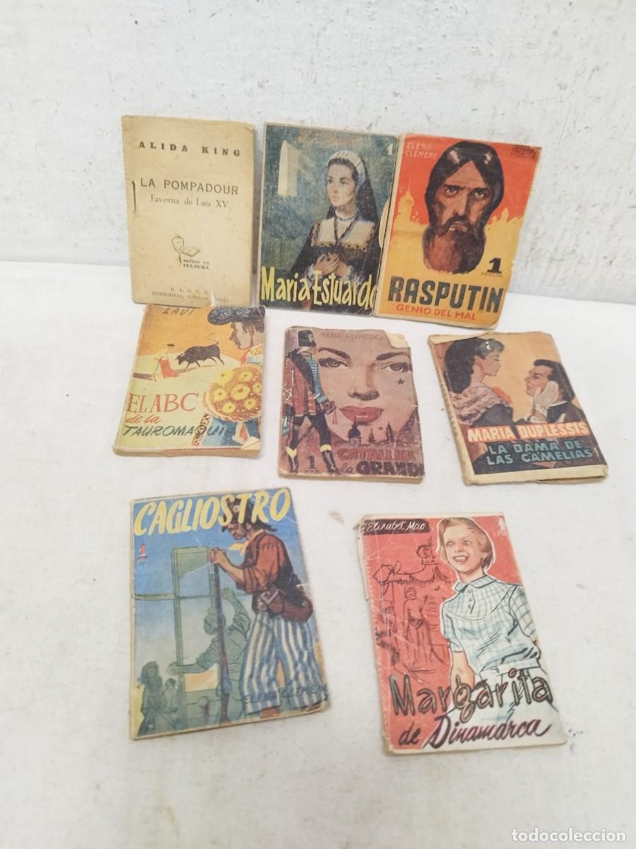 Libros: Lote de 8 antiguas peque&ntilde;as novelas. Biblioteca Pildora, tauromaquia, rasputin, M. Estuardo.