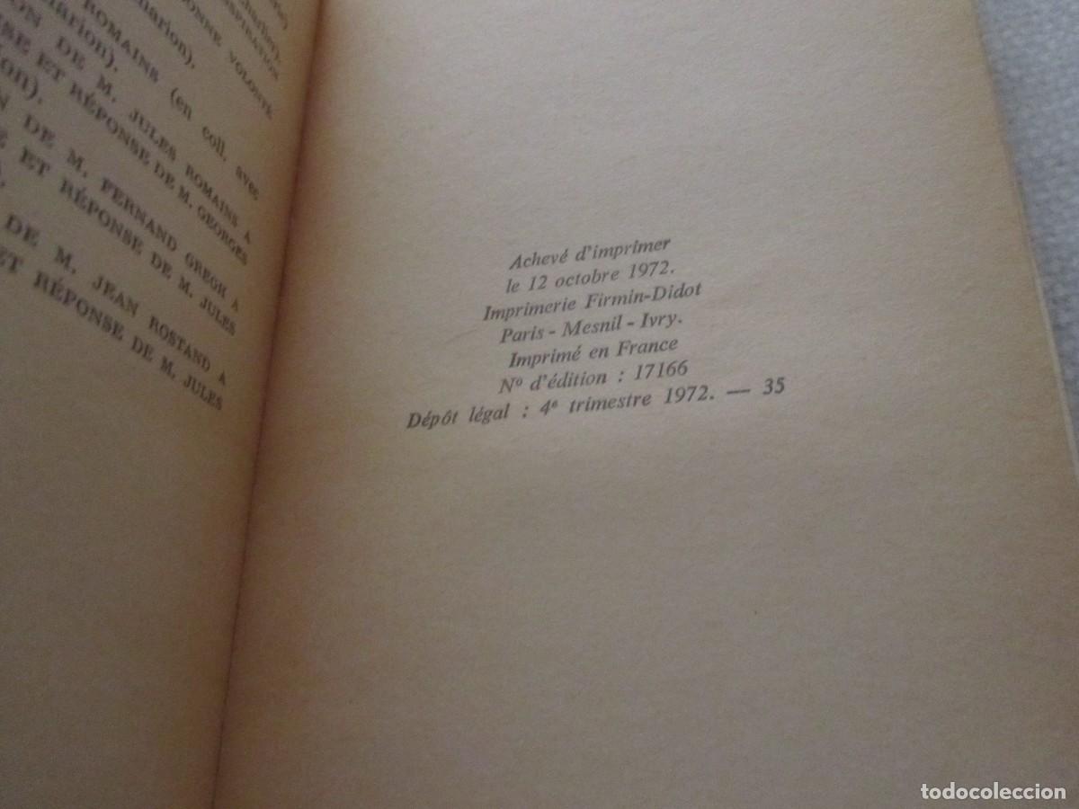 Libros: LE DIEU DES CORPS, LIBRO DE JULES ROMAINS, COLLECTION FOLIO, 1972, EN FRANCES - Foto 8