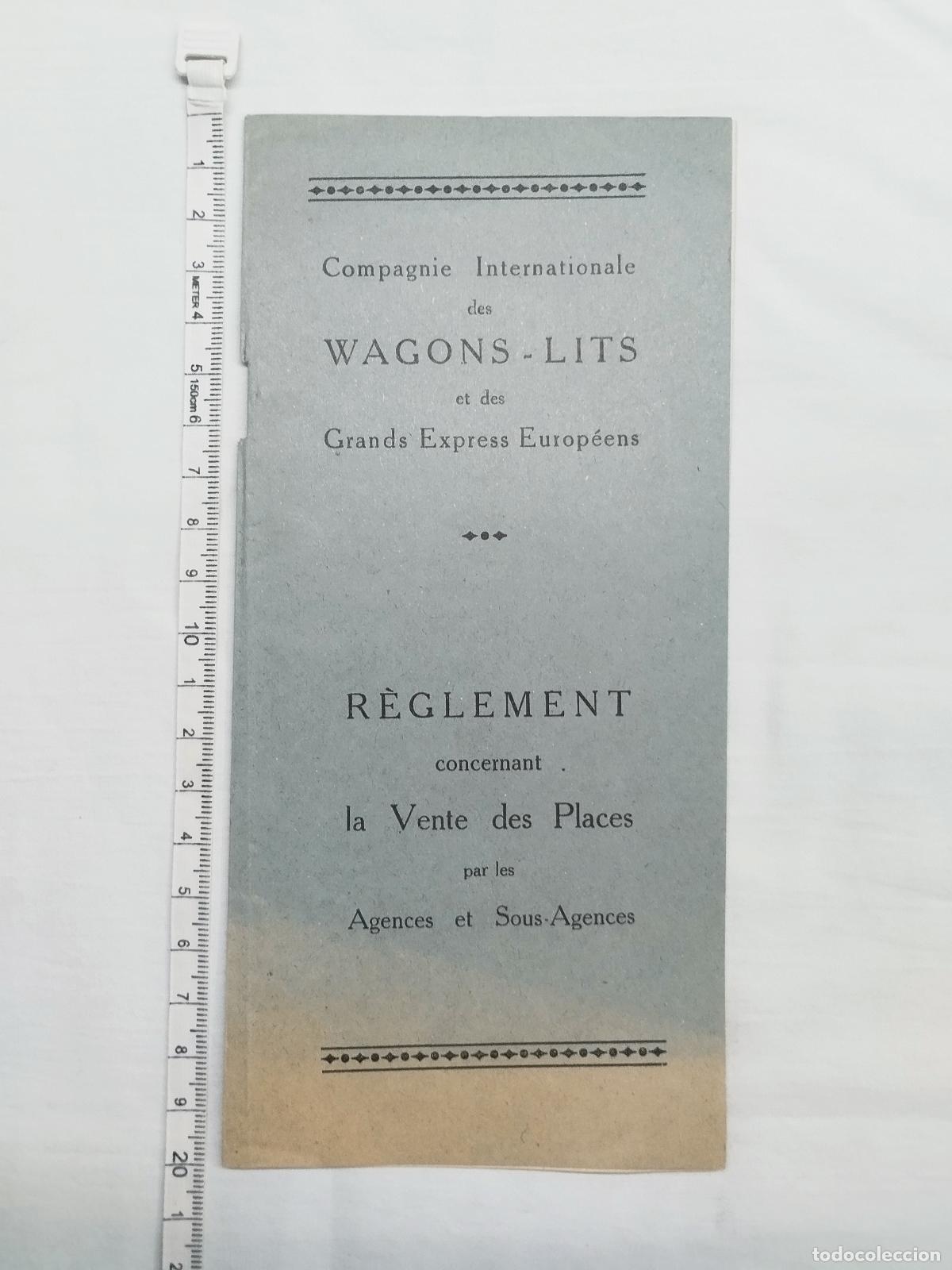 Libros: Folleto Reglamento Wagons-Lits - Compagnie Internationale des Wagons-Lits et des Grands Express... -