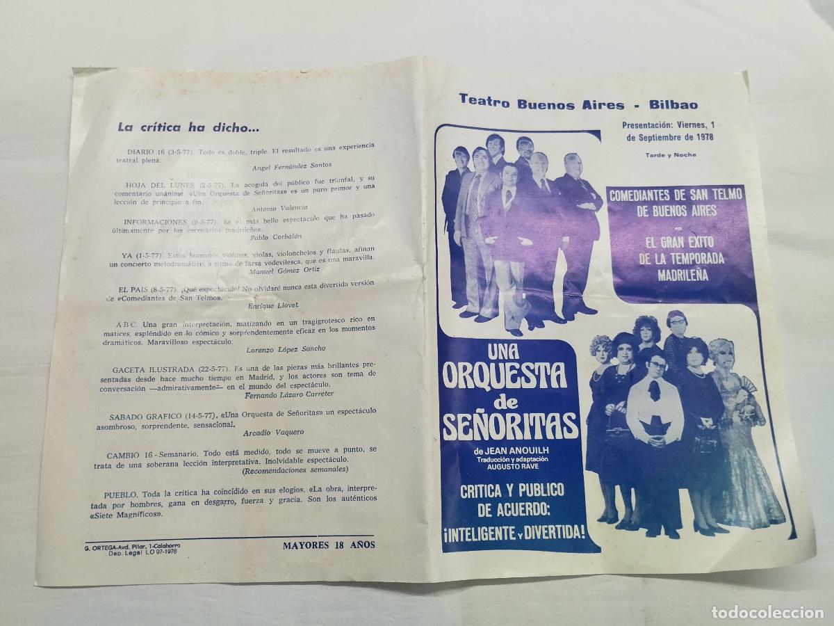Libros: COMEDIANTES DE SAN TELMO DE BUENOS AIRES: UNA ORQUESTA DE SE&Ntilde;ORITAS. FOLLETO TEATRO BUENOS AIRE... -