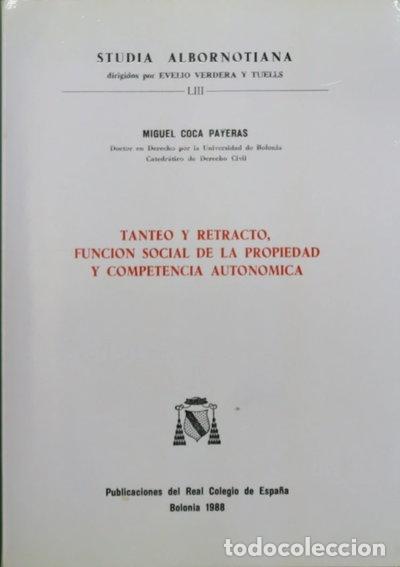 Libros: Tanteo y retracto, funci&oacute;n social de la propiedad y competencia auton&oacute;mica- 9788459923651
