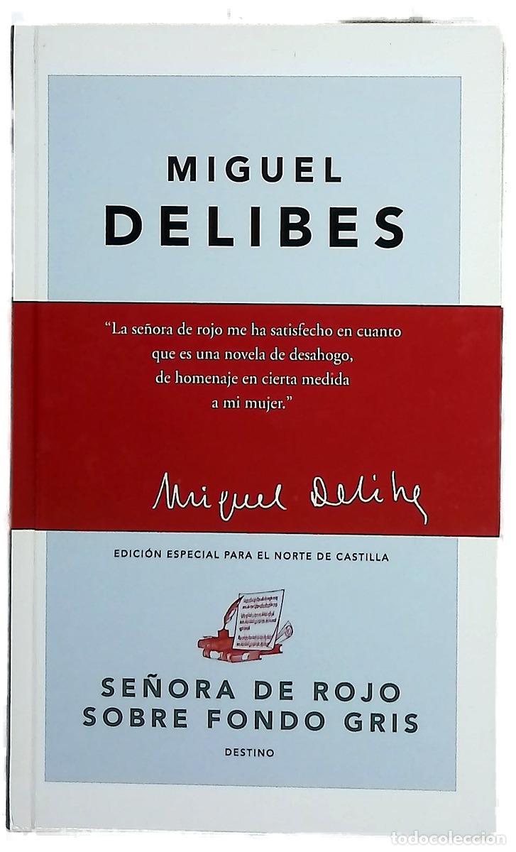 Libros: Se&ntilde;ora de rojo sobre fondo gris