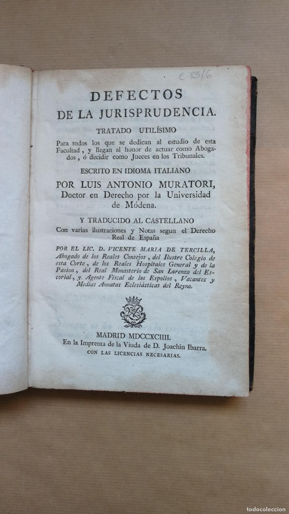 Libros: Defectos de la jurisprudencia: tratado util&iacute;simo - Ludovico Antonio Muratori