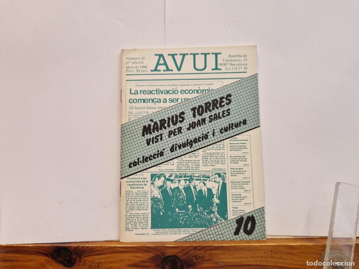 Libros: AVUI. MARIUS TORRES VIST PER JOAN SALES. ABRIL DE 1986