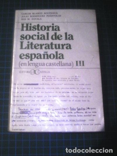 books: Historia Social de la Literatura Espa&ntilde;ola III- 9788470393020