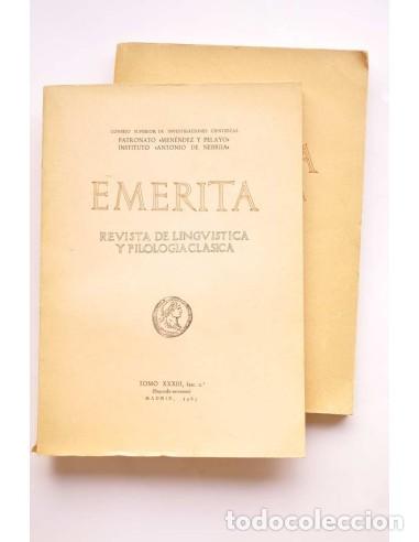 B&uuml;cher: Emerita. Revista de ling&uuml;&iacute;stica y filolog&iacute;a cl&aacute;sica. Tomo XXXIII, fasc. 1&ordm; Y 2&ordm; - AUTORES VARIOS