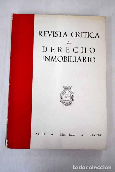 Livros em segunda m&atilde;o: Revista cr&iacute;tica de derecho inmobiliario, A&ntilde;o LI, n&uacute;mero 508