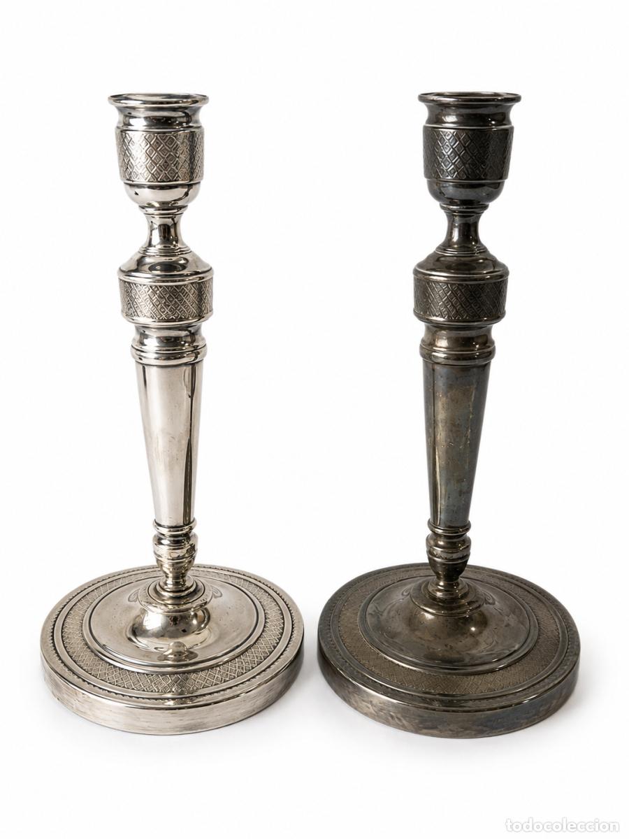 books: Candelabros plateados - Par de candelabros - Siglo XIX