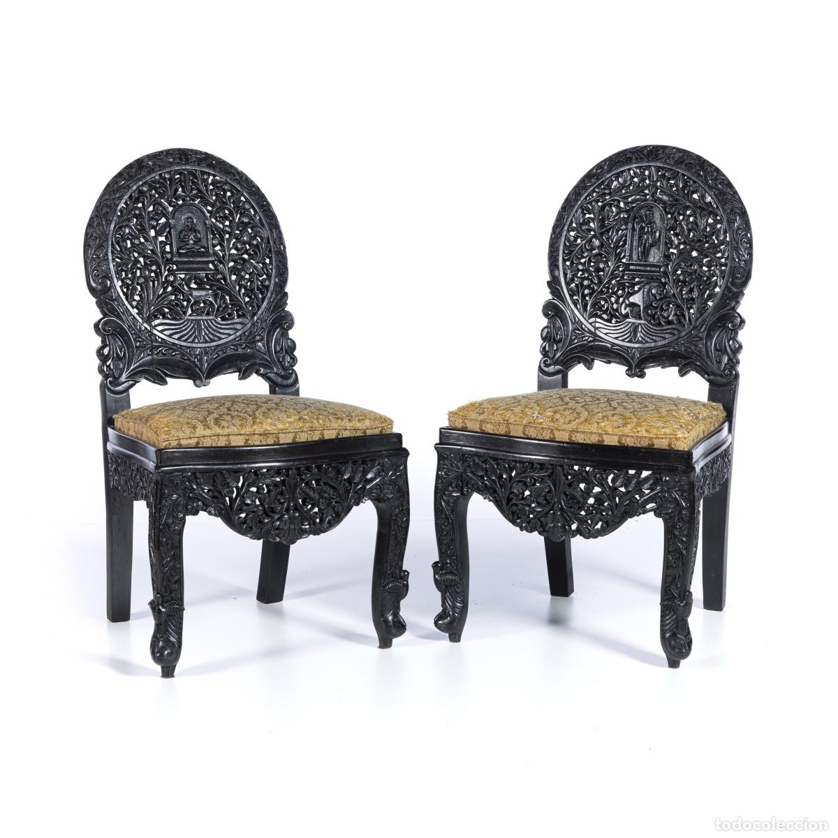 Libros: Muebles - Par de sillas indias - Foto 1