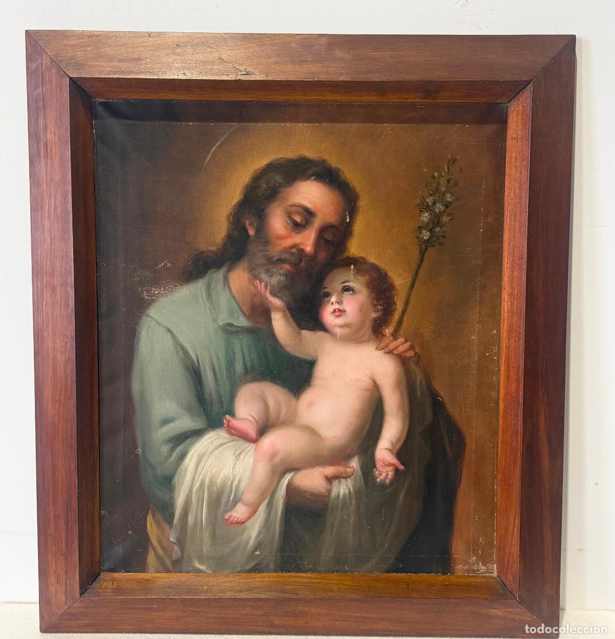 Libros: Pintura - San Jos&eacute; con el Ni&ntilde;o Jes&uacute;s - 1902 (firmada)