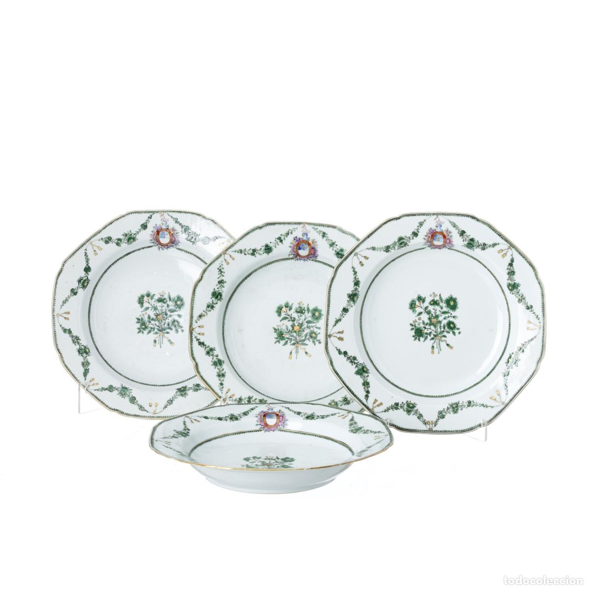 Libros: Porcelana china - 4 platos con escudos de armas - siglo XVIII