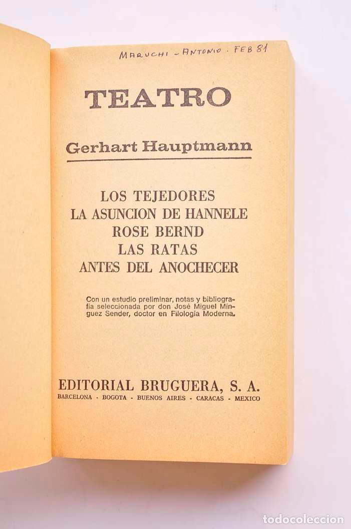 Libros: Gerhart Hauptmann. Teatro - HAUPTMANN, Gerhart - Foto 2
