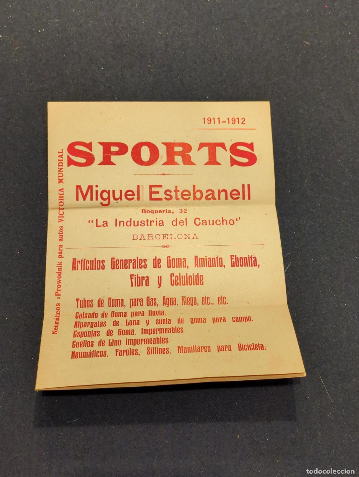 Libros: Folleto/Cat&aacute;logo a&ntilde;o 1911-1912. Sports Miguel Estebanell. Boquer&iacute;a &uml;32&uml;. &uml;La industria del caucho&uml; -