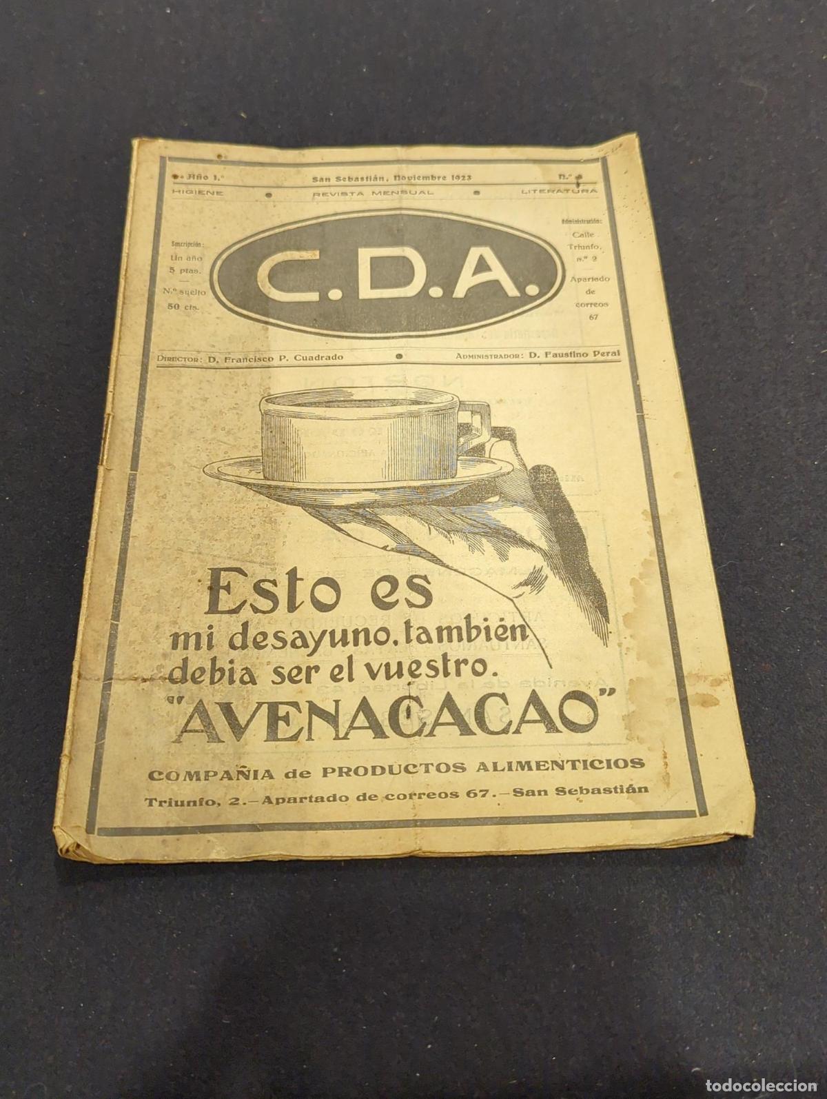 Libros: Revista C.D.A. San Sebasti&aacute;n. Noviembre 1923. Revista mensual. Higiene. Literatura - C.D.A