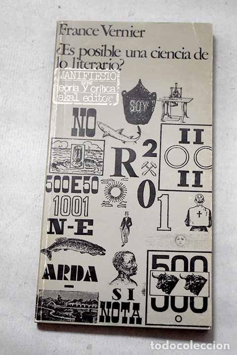 Libros: &iquest;Es posible una ciencia de lo literario?.- Vernier, France